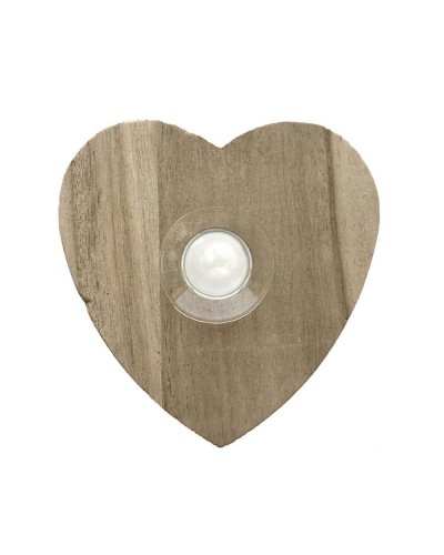 CUORE IN LEGNO CON PROVETTA IN VETRO - D.10 CM X H.16 CM - D.2,5 CM